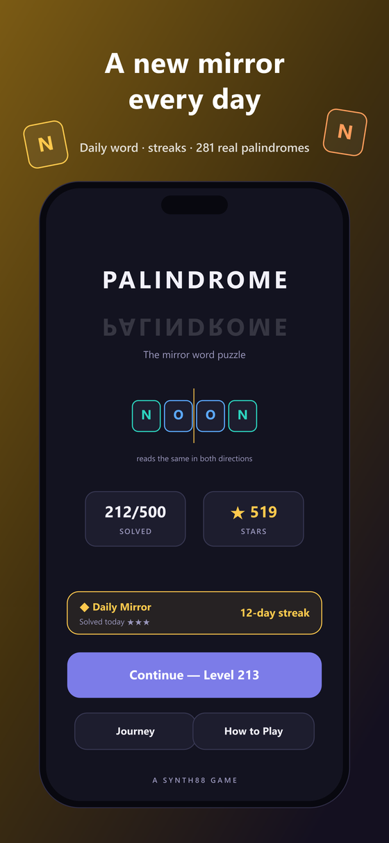 Home screen with Today's Mirrors and progress stats